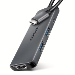 Axagon HMC-5H8K USB 5Gbps hub 2x USB-A USB-C HDMI 8k/30Hz PD 100W kabel USB-C Przewodowa USB 3.2 Gen 1 (3.1 Gen 1) Type-C Szary