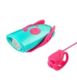 Lampka rowerowa z klaksonem HORNIT Mini PINK - TURQ 5353PITQ