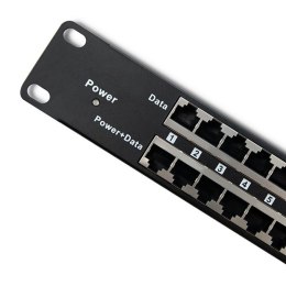 QOLTEC PATCH PANEL RACK | 48V | 24 PORTY | PASSIVE POE INJECTOR | CZARNY