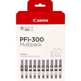 Canon PFI-300 nabój z tuszem 10 szt. Oryginalny Czarny, Niebieski, Cyjan, Szary, Purpurowy, Czarny fotograficzny, Magenta fotogr