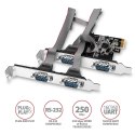 Axagon PCEA-PSN PCIe- mit 4x Seriell-Ports - ASIX AX99100 Chipsatz adapter Wewnętrzny RS-232