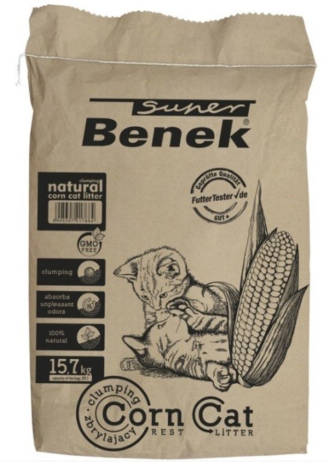 CERTECH Super Benek Corn Cat - żwirek kukurydziany zbrylający 25l (WYPRZEDAŻ)