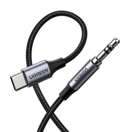 Ugreen 30633 kabel audio 1 m 3.5mm USB Type-C Czarny, Srebrny