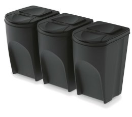 KEDEN KOSZ NA ŚMIECI SORTIBOX 35L SET 3 - CZARNY RECYKLING