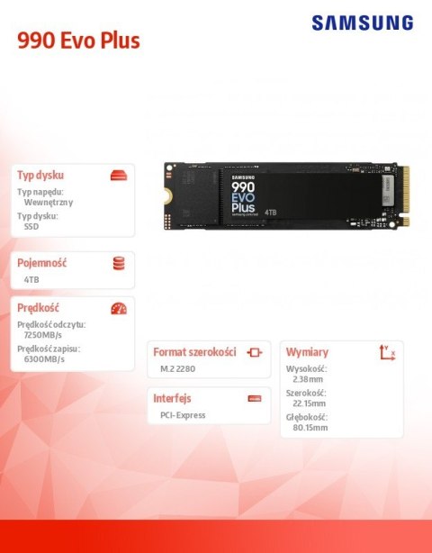 Samsung Dysk SSD 990Evo Plus NVMe MZ-V9S4T0BW