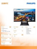 Philips Monitor 21.5 cali 222B1TC IPS Touch HDMI DP