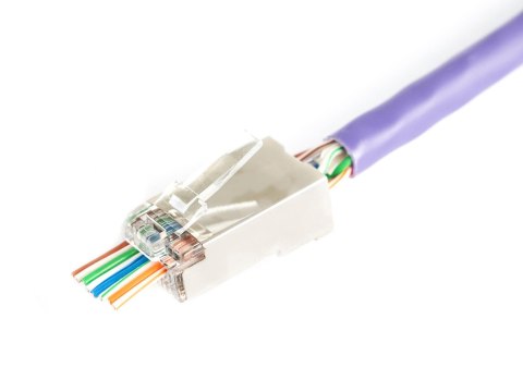 Wtyk RJ45 (8P8C) przelotowy DIGITUS kat.6 ekranowany, AWG 26-24, opakowanie 100 szt.