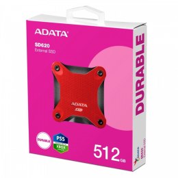 Adata Dysk zewnętrzny SSD SD620 512G U3.2A 520/460 MB/s czerwony