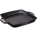 Kwadratowa patelnia żeliwna grillowa STAUB z dwoma uchwytami 40511-683-0 - czarna 28 cm