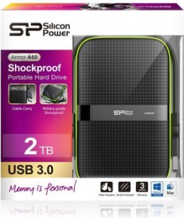 Dysk zewnętrzny Silicon Power Armor A60 1TB 2.5 USB 3.2 5400 obr/min Green-Black (SP010TBPHDA60S3K)