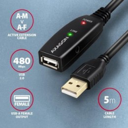 Aktywny przedłużacz/wzmacniacz Axagon USB 2.0 A-M do A-F 10m