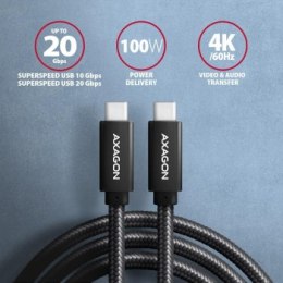 Kabel USB-C 3.2 Gen 2 PD 100W, 5A, 2m czarny Axagon