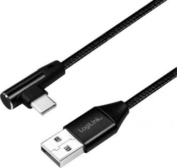 LogiLink USB-C 0.3m kątowy czarny