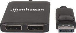 Manhattan 207768 Rozdzielacz Splitter Display Port 1x2, 4K 30Hz, UHD, Hub MST_