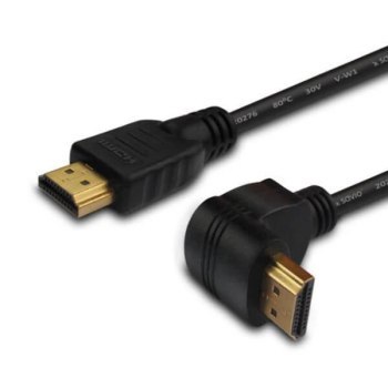 SAVIO KABEL HDMI V2.0 KĄTOWY 4K OFC CZARNY ZŁOTE KOŃCÓWKI ETHERNET/3D 1 5M CL-108