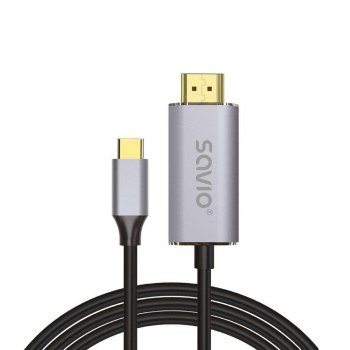 SAVIO KABEL USB-C DO HDMI 2.0B 2M SREBRNO-CZARNY