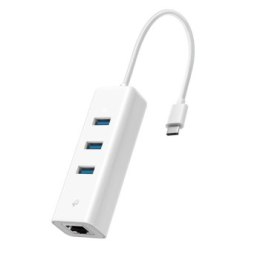 Karta sieciowa TP-Link UE330C z 3-portowym hubem USB 3.0 biała