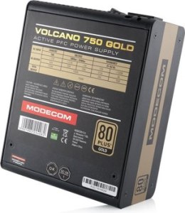 Zasilacz MODECOM Volcano ZAS-MC90-SM-750-ATX-VOLCANO-GOLD (750 W; Aktywne)