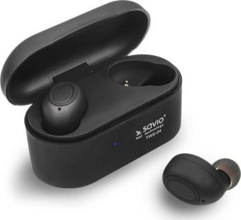 Słuchawki SAVIO TWS-04 (bluetooth; bezprzewodowe Bluetooth; z wbudowanym mikrofonem; kolor czarny