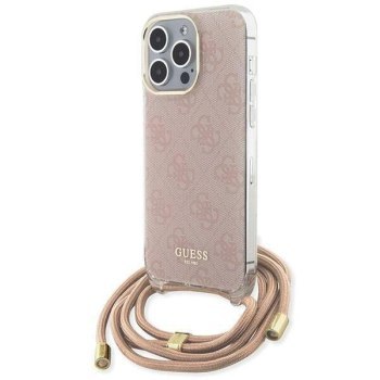 GUESS GUHCP15LHC4SEP IPHONE 15 PRO 6.1" RÓŻOWY/PINK HARDCASE CROSSBODY CORD 4G PRINT