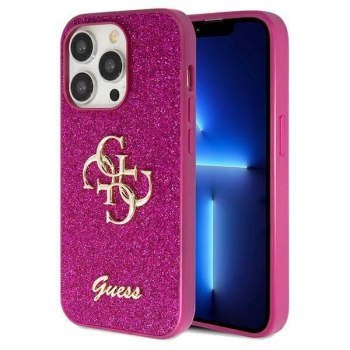 GUESS GUHCP15LHG4SGU IPHONE 15 PRO 6.1" FIOLETOWY/PURPLE HARDCASE GLITTER SCRIPT BIG 4G