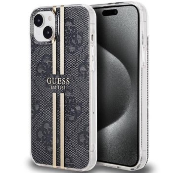 GUESS GUHCP15SH4PSEGK IPHONE 15 / 14 / 13 6.1" CZARNY/BLACK HARDCASE IML 4G GOLD STRIPE