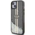 GUESS GUHCP15SLFCSEGK IPHONE 15 / 14 / 13 6.1" CZARNY/BLACK HARDCASE LIQUID GLITTER GOLD STRIPES