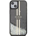 GUESS GUHCP15SLFCSEGK IPHONE 15 / 14 / 13 6.1" CZARNY/BLACK HARDCASE LIQUID GLITTER GOLD STRIPES