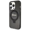 GUESS GUHMP14XHRSGSK IPHONE 14 PRO MAX 6.7" CZARNY/BLACK HARDCASE RING STAND SCRIPT GLITTER MAGSAFE