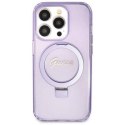 GUESS GUHMP14LHRSGSU IPHONE 14 PRO 6.1" FIOLETOWY/PURPLE HARDCASE RING STAND SCRIPT GLITTER MAGSAFE