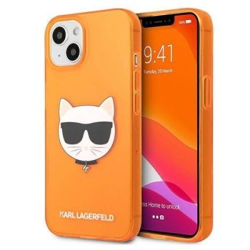 KARL LAGERFELD KLHCP13SCHTRO IPHONE 13 MINI 5,4" POMARAŃCZOWY/ORANGE HARDCASE GLITTER CHOUPETTE FLUO