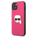 KARL LAGERFELD KLHCP13SPKMP IPHONE 13 MINI 5,4" RÓŻOWY/PINK HARDCASE LEATHER IKONIK KARL`S HEAD METAL