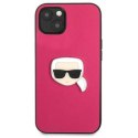 KARL LAGERFELD KLHCP13SPKMP IPHONE 13 MINI 5,4" RÓŻOWY/PINK HARDCASE LEATHER IKONIK KARL`S HEAD METAL