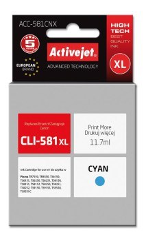 Tusz Activejet ACC-581CNX (zamiennik CLI-581C XL; Supreme; 11 70 ml; niebieski)