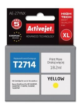 Tusz Activejet AE-27YNX (zamiennik Epson 27XL T2714; Supreme; 18 ml; żółty)