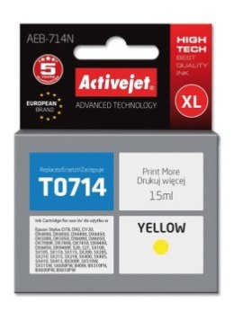 Tusz Activejet AEB-714N (zamiennik Epson T0714 T0894 T1004; Supreme; 15 ml; żółty)