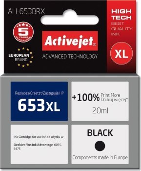 Tusz Activejet AH-653BRX (zamiennik HP 653XL 3YM75AE; Premium; 720 stron; czarny)