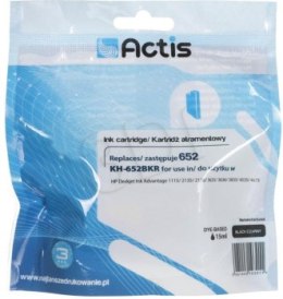 Tusz ACTIS KH-652BKR (zamiennik HP 652 F6V25AE; Standard; 15 ml; czarny)