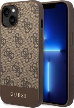 Guess 4G Bottom Stripe Metal Logo Collection iPhone 14 Plus brązowy