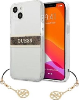 Guess 4G Stripe Brown Charm do iPhone 13 mini (przezroczysty)