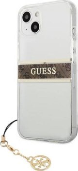 Guess 4G Stripe Brown Charm do iPhone 13 mini (przezroczysty)