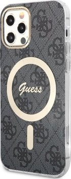 Guess Bundle Pack MagSafe 4G - Zestaw etui + ładowarka MagSafe iPhone 12 / iPhone 12 Pro (czarny/złoty)