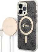 Guess Bundle Pack MagSafe 4G - Zestaw etui + ładowarka MagSafe iPhone 13 Pro Max (czarny/złoty)