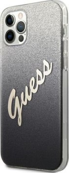 Guess Glitter Gradient Script - Etui iPhone 12 Pro Max (czarny)