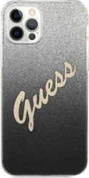 Guess Glitter Gradient Script - Etui iPhone 12 Pro Max (czarny)