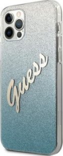 Guess Glitter Gradient Script - Etui iPhone 12 Pro Max (niebieski)