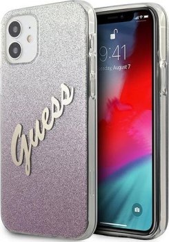 Guess Glitter Gradient Script do iPhone 12 mini (różowy)