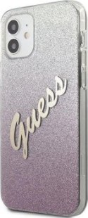 Guess Glitter Gradient Script do iPhone 12 mini (różowy)