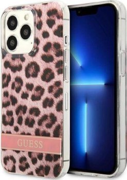 Guess Leopard Electro Stripe do iPhone 13 Pro Max (różowy)