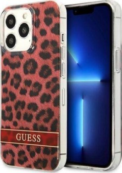 Guess Leopard Electro Stripe do iPhone 13 Pro (czerwony)